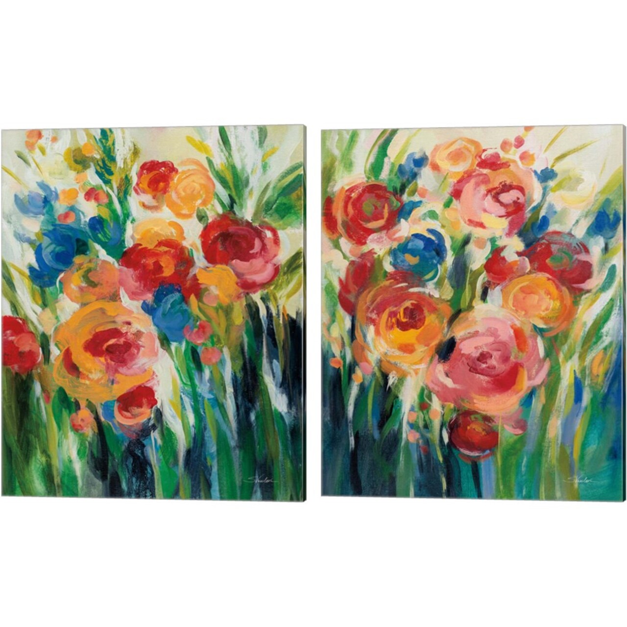 Bright Bloom by Silvia Vassileva 12" x 15" Canvas Wall Art (Set of 2)